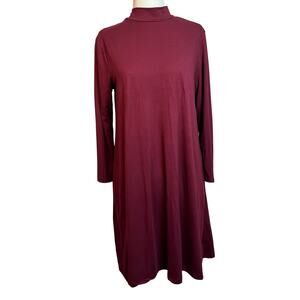 Burgundy Mock Neck Swing Dress Juniors Medium